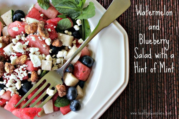 Watermelon and Blueberry Salad with a Hint of Mint