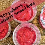 The words "Strawberry Blueberry Smoothies" over a photo of four glasses of smoothie