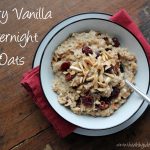The words "Cherry Vanilla Overnight Oats" over a photo of the oats in a bowl ready to eat