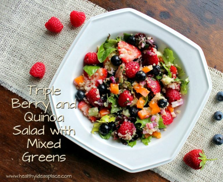 Triple Berry and Quinoa Salad with Mixed Greens