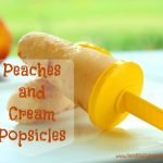 The words "Peaches & Cream Popsicles" in front of two popsicles