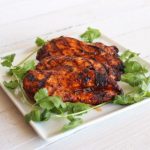 Southwest Grilled Chicken Breasts on a square white plate