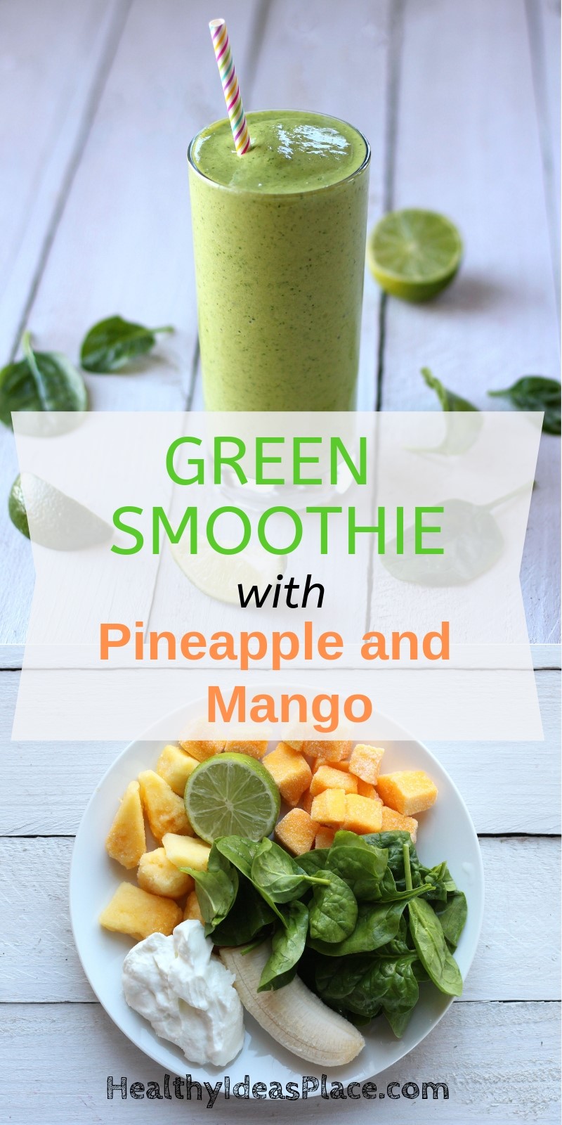 This Green Smoothie with Pineapple and Mango is quick and easy to prepare; and makes a tasty, nourishing breakfast smoothie or an energizing afternoon snack.