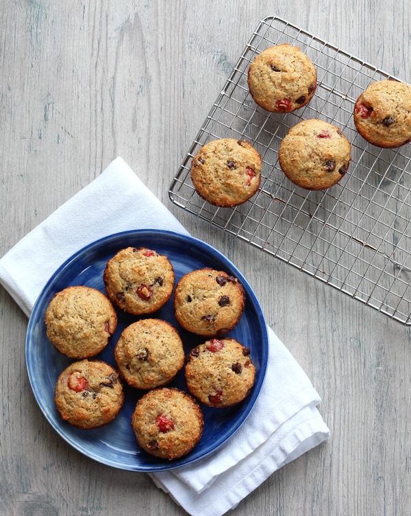 Sour Cherry Muffins with Dark Chocolate Chips