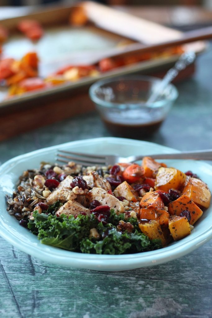Wild Rice Grain Bowl with Kale and Roasted Winter Vegetables Healthy