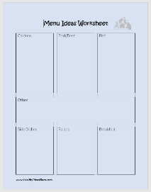 Meal planning worksheet